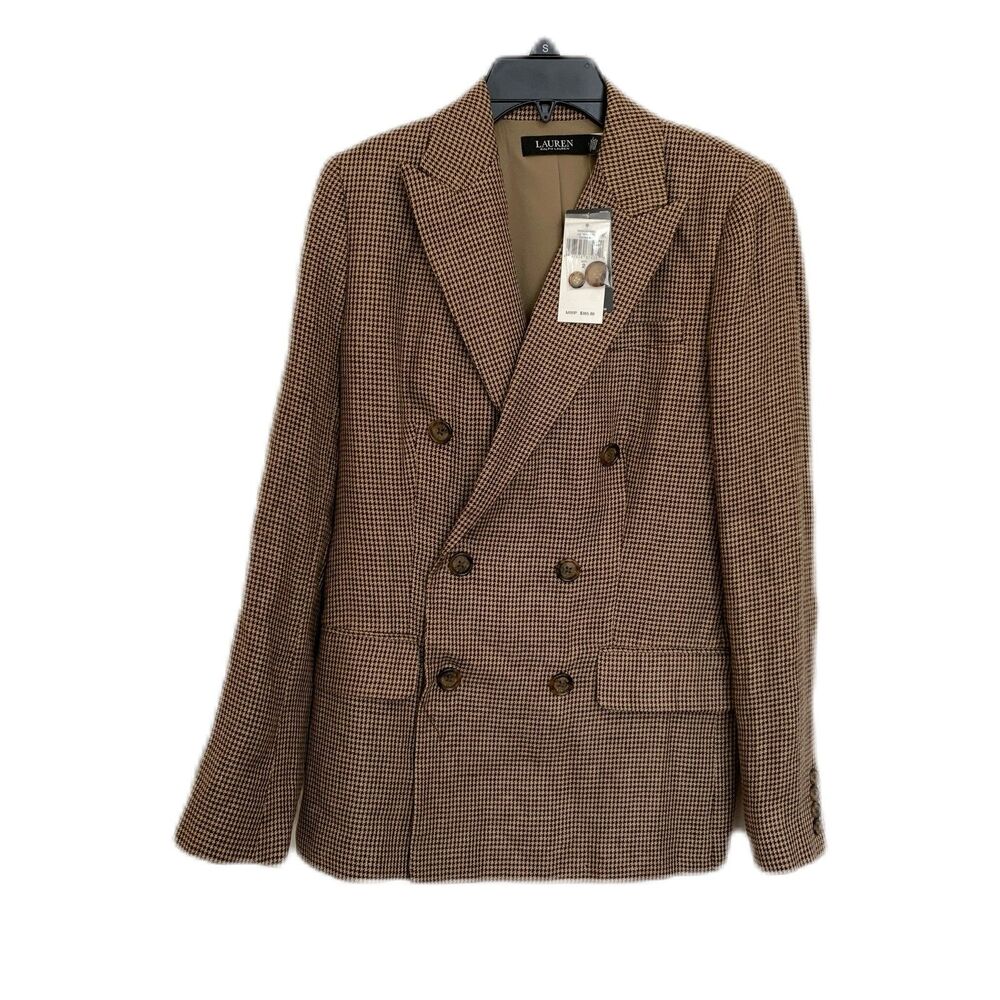 Lauren Ralph Lauren Women’s NWT Tan/Brown checkered print blazer size 2